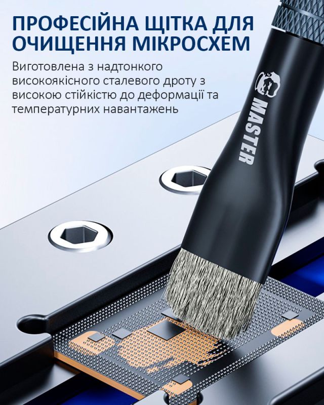 Щетка двухсторонняя Mechanic / антистатическая / металлическая / для ремонта плат