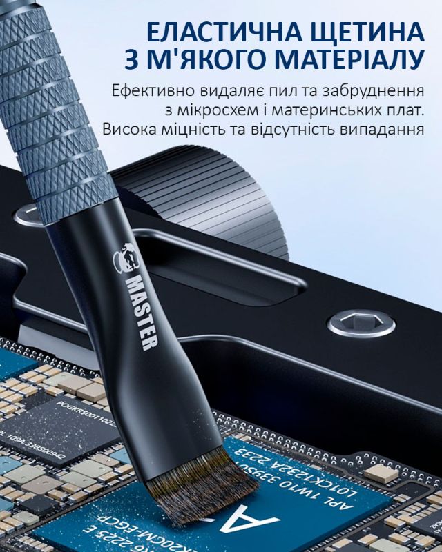 Щетка двухсторонняя Mechanic / антистатическая / металлическая / для ремонта плат