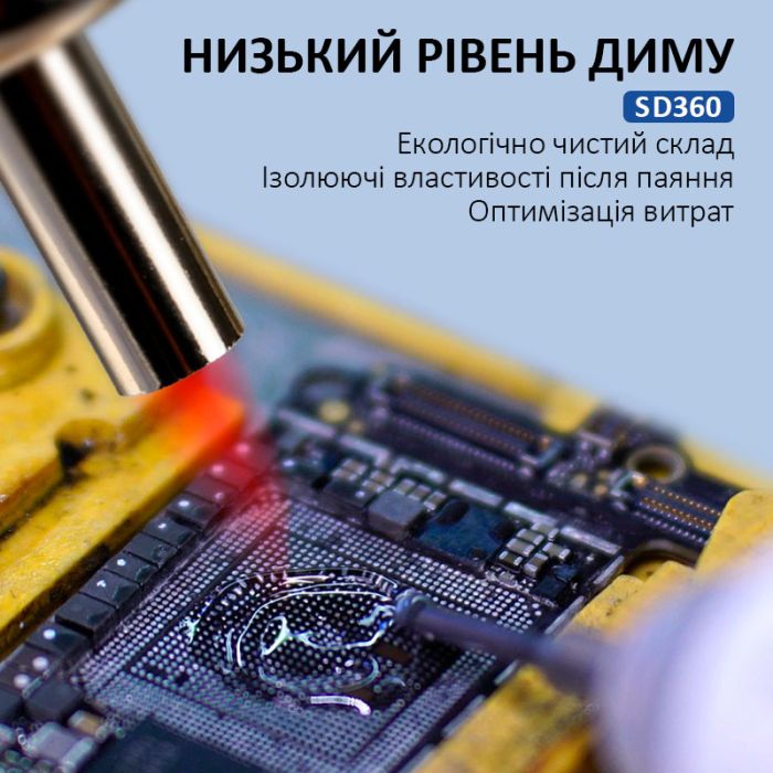 Флюс-паста Mechanic SD360 / безвідмивочна / з штовхачем P09 / у шприці 10cc