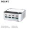 Быстрое зарядное устройство Relife Q2 GaN / 4xUSB QC / 4xType-C PD / RGB подсветка / 120W Max / Silver