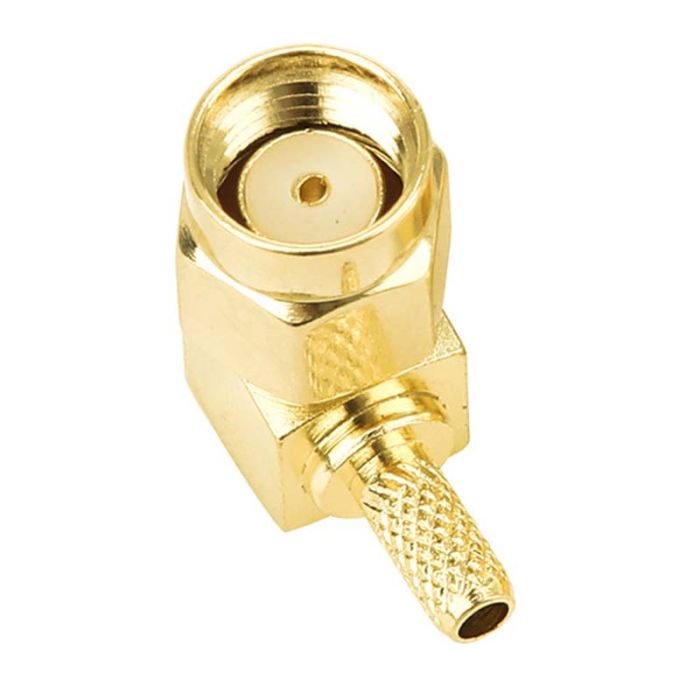 Разъем коннектор SMA-JW-1.5 RP-SMA male (папа) угловой для кабелей RG-316, RG-174, RG-188, LMR100