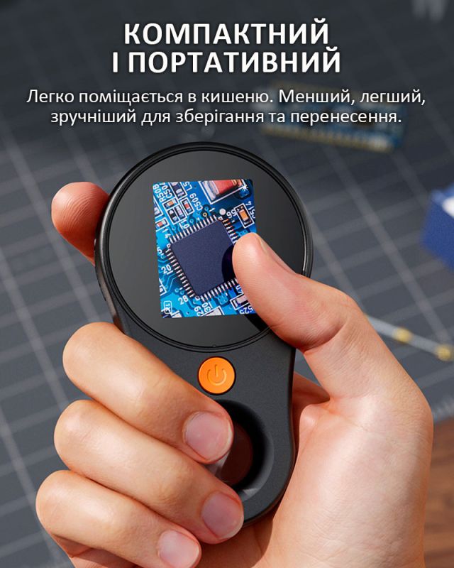 Мікроскоп цифровий портативний лупа PM-370 / 500х / 2Мп / підсвітка / Type-C / Чорний