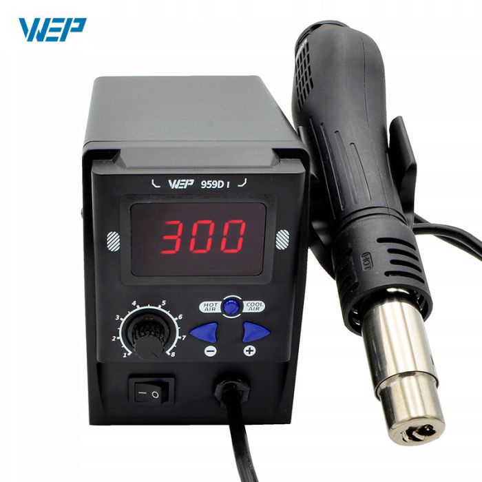Термовоздушная паяльная станция WEP 959D-I термофен / 100-480°С / 120 л/мин / 3 насадки / 700 Вт