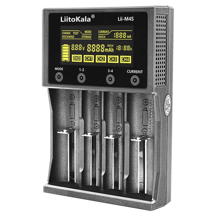 Інтелектуальний зарядний пристрій LiitoKala Lii-M4S для 18650, AA, AAA Li-Ion, Ni-MH/Cd + PowerBank