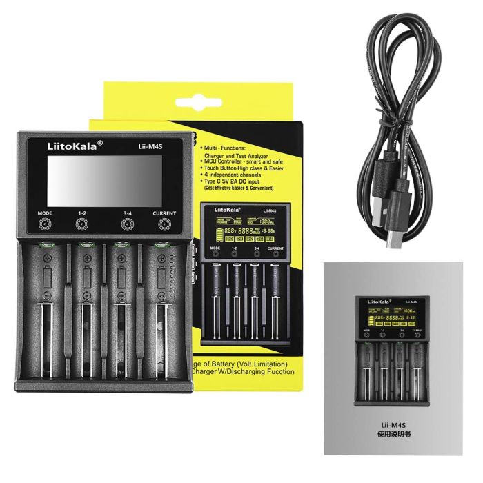 Інтелектуальний зарядний пристрій LiitoKala Lii-M4S для 18650, AA, AAA Li-Ion, Ni-MH/Cd + PowerBank