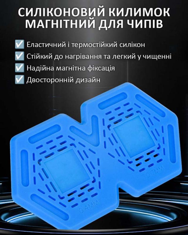 Коврик силиконовый TELIJIA TE-720 для ремонта BGA, реболлинга процессоров, микросхем, магнитный Синий