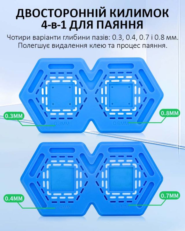 Килимок силіконовий TELIJIA TE-720 для ремонту BGA, реболінгу процесорів, мікросхем, магнітний Сірий