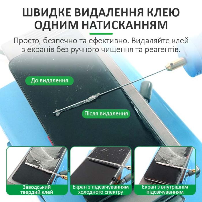 Машинка для видалення OCA клею Relife RL-056D / різання / полірування / 6 швидкостей / підсвітка