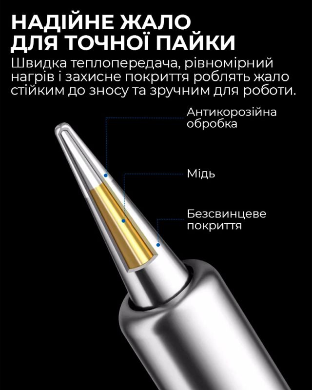 Паяльник USB 30 портативний / олово, підставка / жало 210 / 480°C / 9-12В / Type-C / 30 Вт Білий