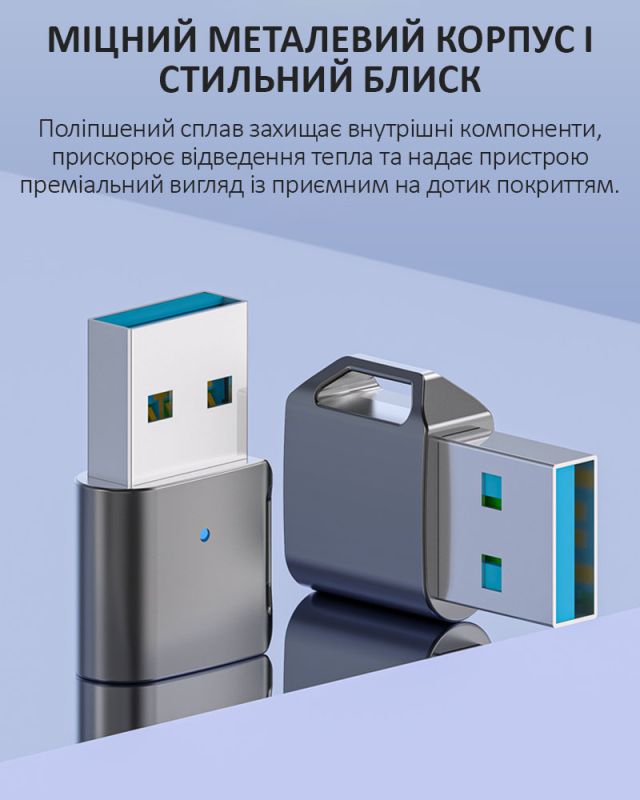 Переходник USB 3.1 на Type-C / OTG адаптер (папа-мама) / PD, 10 Гб/с / Серебристый