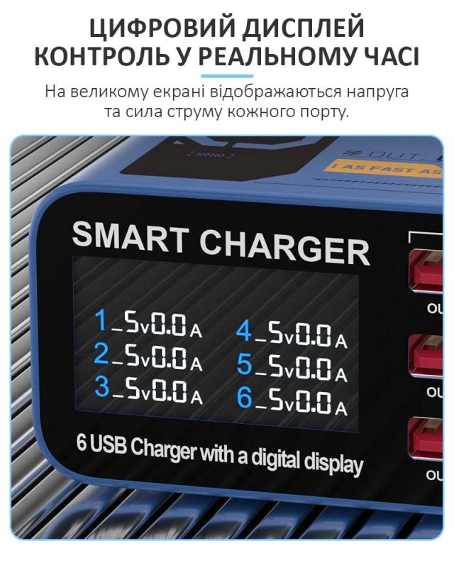 Быстрое зарядное устройство Sunshine SS-304Q 3.5A / 5xUSB / 1xUSB QC3.0 / 40W Black