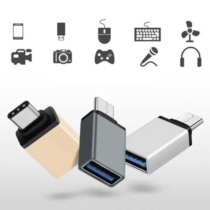 OTG перехідник USB Type-C - USB 3.0 адаптер Чорний