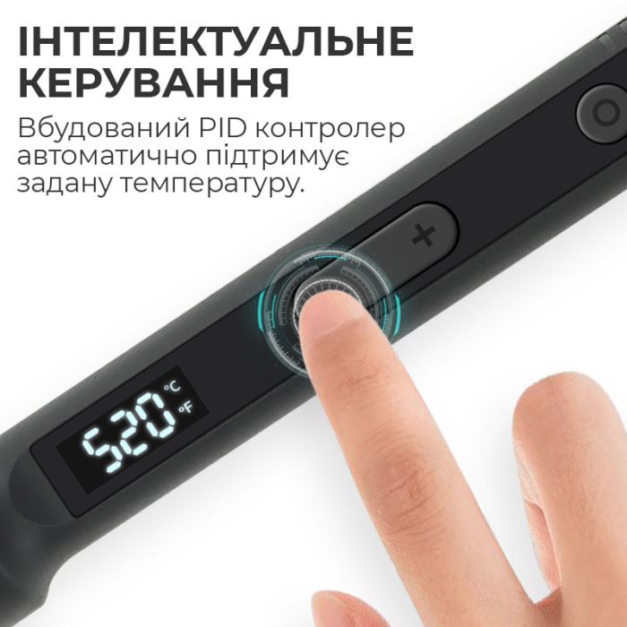 Паяльник C919 з регулюванням температури 180-520°C / дисплей / жало 900М / 100 Вт / Black