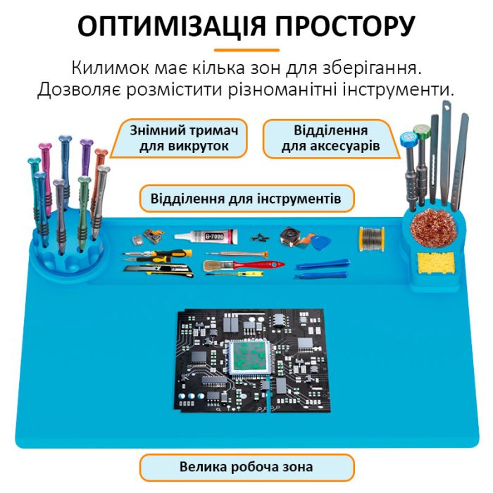Теплоізоляційний силіконовий килимок TELIJIA TE-733 для пайки та ремонту техніки 450x280mm Gold