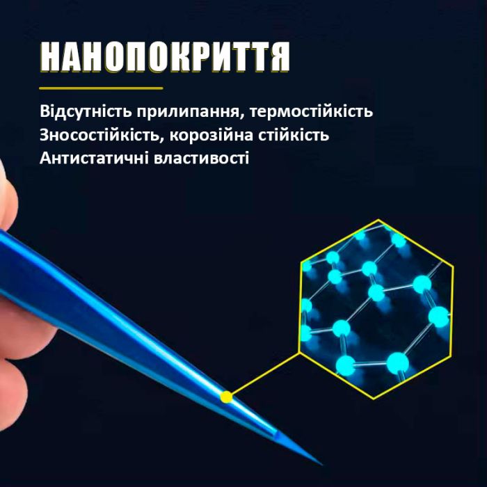 Пинцет прецизионный MaYuan MY-50C стальной, сверхточный, антистатический, изогнутный, Синий