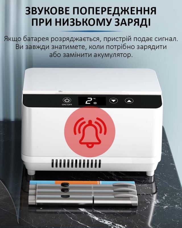 Медицинский портативный мини холодильник Coolbox CL-1202 для лекарств, инсулина / сумка / 12V / 220V / 2xАКБ