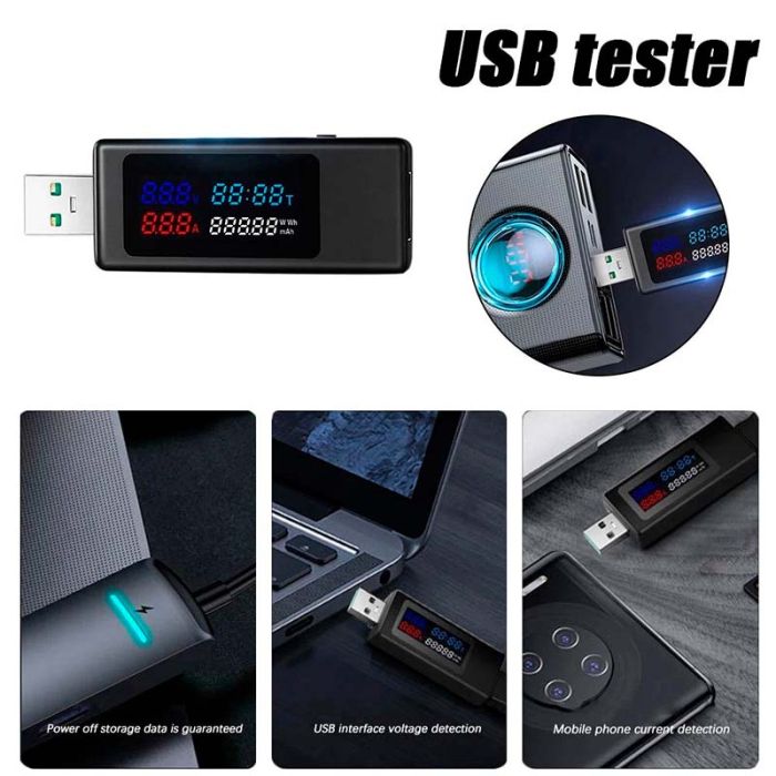 USB тестер тока напряжения емкости KEWEISI KWS-V30 QC3.0 / 4-30V / 195W / 6.5A Black