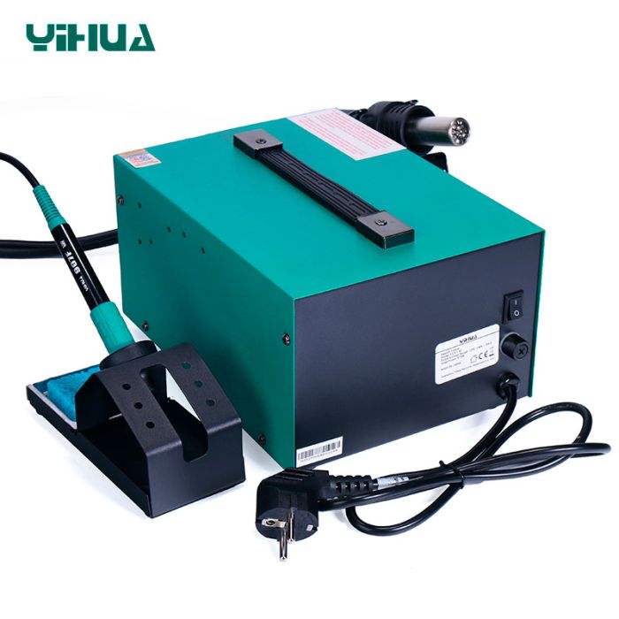 Паяльна станція 2 в 1 YIHUA 852D+SE pump / термофен + паяльник / компресор / 4 насадки / 650 Вт