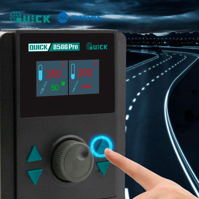 Паяльна станція 2 в 1 QUICK 8586 Pro / термофен + паяльник / 100-500°C / 30 л/хв / 800 Вт