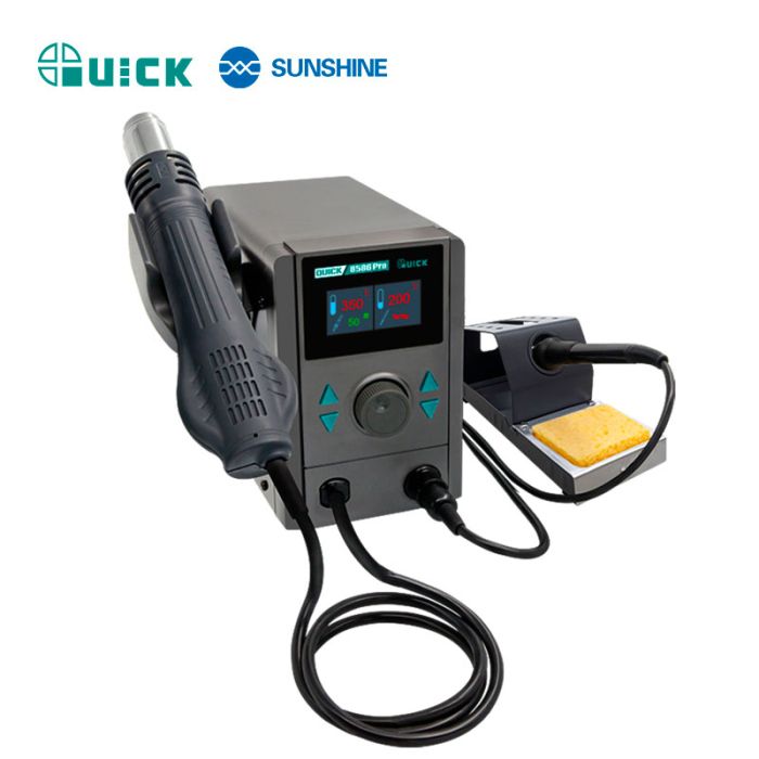 Паяльна станція 2 в 1 QUICK 8586 Pro / термофен + паяльник / 100-500°C / 30 л/хв / 800 Вт