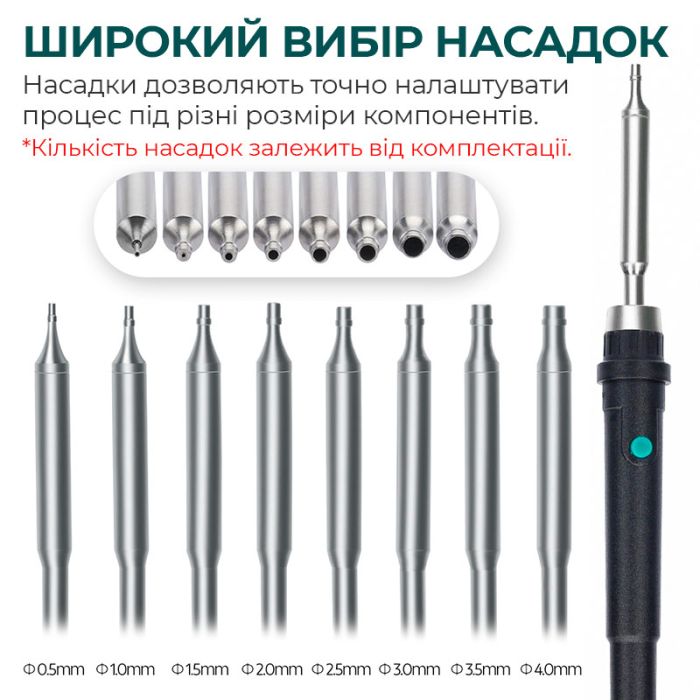 Термовоздушная паяльная станция YIHUA 8509-I / 3 канала памяти / 100-480°C / 3 мини насадки / 170 Вт