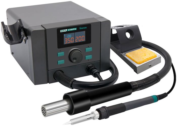 Паяльна станція 2 в 1 QUICK 8786 Pro / термофен + паяльник / 100-500°C / 40 л/хв / 700 Вт