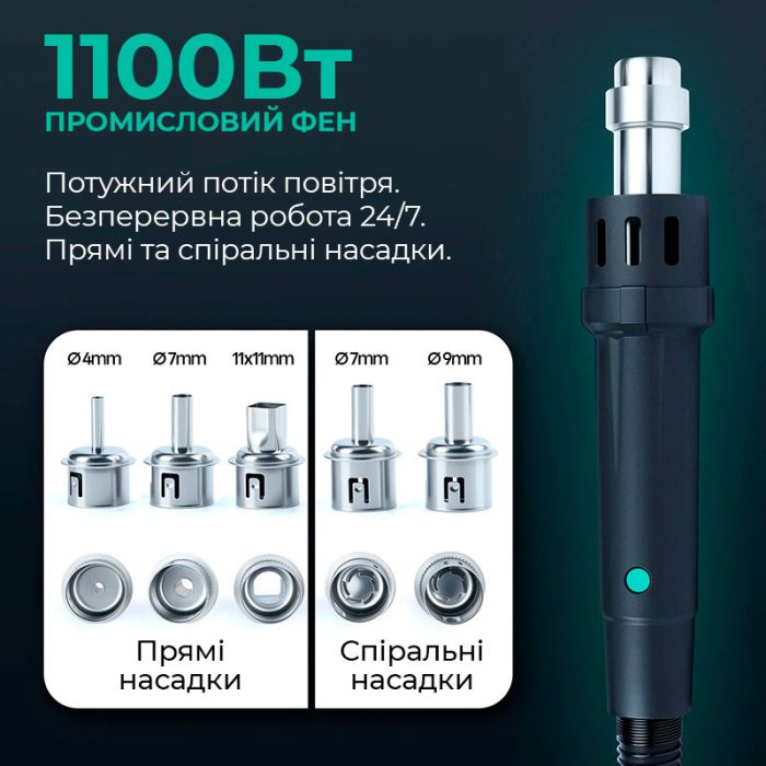 Паяльная станция 3 в 1 YIHUA 983D / фен 150 л/мин. 500°C, паяльник C210 450°C, блок питания 20В 3.5A, 1300 Вт