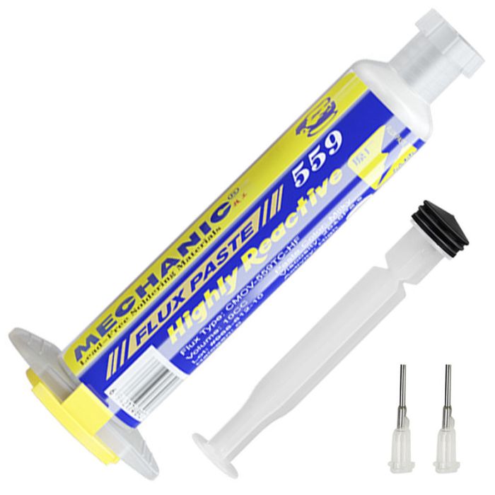 Флюс паста Mechanic 559 / CMOV-559TC-HF / високоактивна / з штовхачем і дозатором / у шприці 10сс