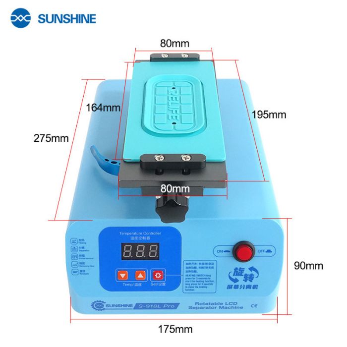 Сепаратор вакуумний Sunshine S-918L Pro для ремонту смартфонів / 8.5'' / обертання 360° / 50-130°C / 400 Вт