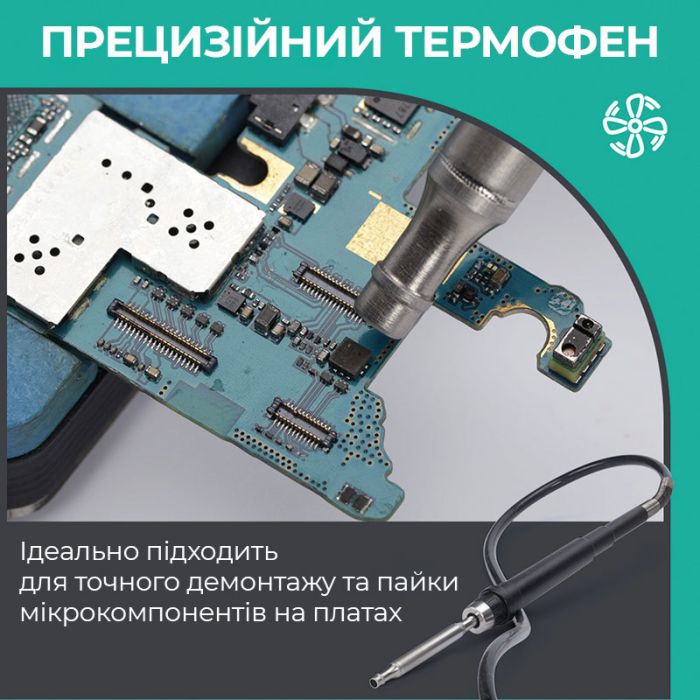 Термовоздушная паяльная станция YIHUA 8509-I / 3 канала памяти / 100-480°C / 3 мини насадки / 170 Вт