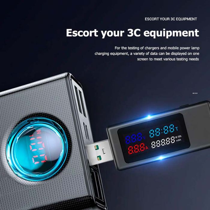 USB тестер струму напруги ємності KEWEISI KWS-V30 QC3.0 / 4-30V / 195W / 6.5A White
