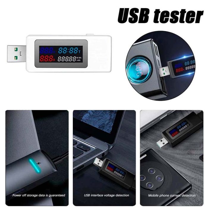 USB тестер тока напряжения емкости KEWEISI KWS-V30 QC3.0 / 4-30V / 195W / 6.5A White