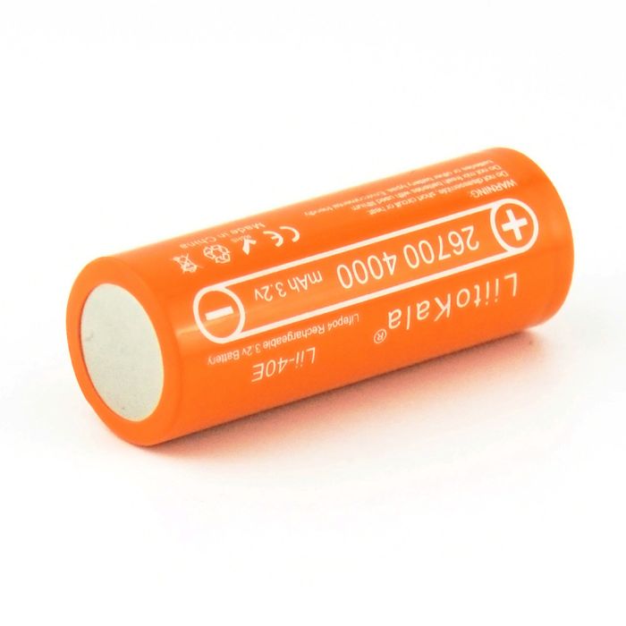 Акумулятор LiitoKala Lii-40E 26700 / LiFePO4 / 12А / 3,2В / 4000 mАh / плоский контакт / Original
