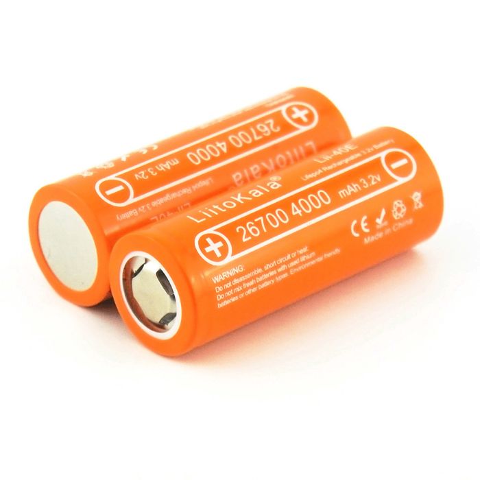 Акумулятор LiitoKala Lii-40E 26700 / LiFePO4 / 12А / 3,2В / 4000 mАh / плоский контакт / Original