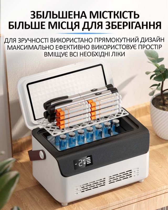 Медицинский портативный мини холодильник Coolbox для лекарств, инсулина / сумка / USB / 220V / АКБ