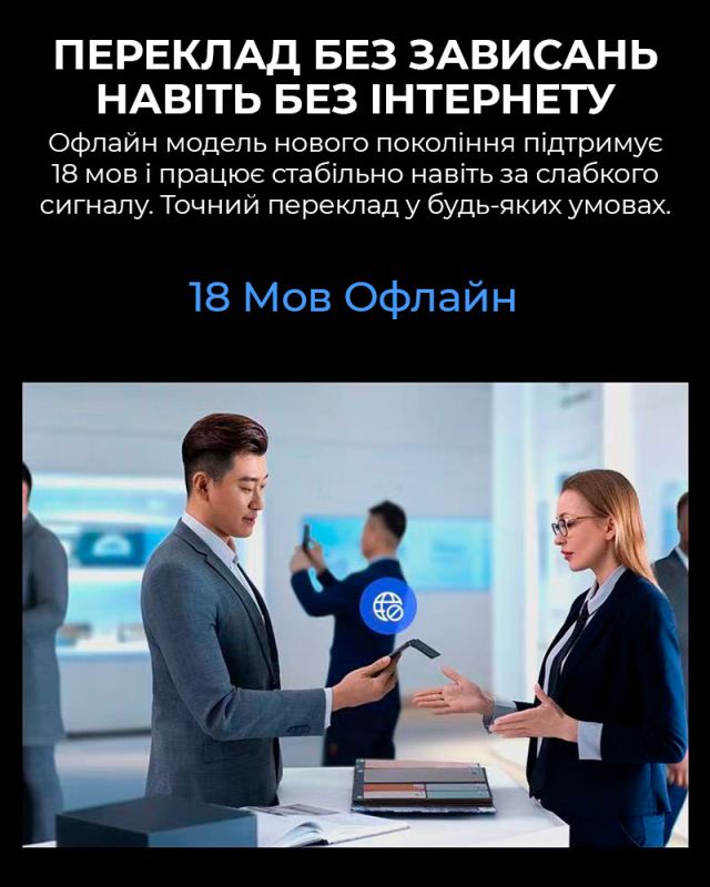 Голосовий перекладач iFLYTEK Dual Screen 2.0 / 85 мов онлайн, 18 офлайн / переклад дзвінків