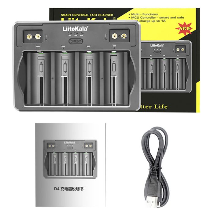 Зарядное устройство Liitokala Lii-D4 / 4+2 канала / для аккумуляторов AA, AAA, 18650, 26650, 32700, Крона