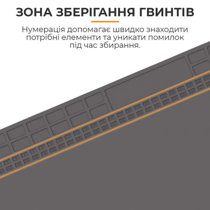 Термостійкий силіконовий килимок TELIJIA TE-735 для пайки та ремонту техніки 600x350мм Сірий