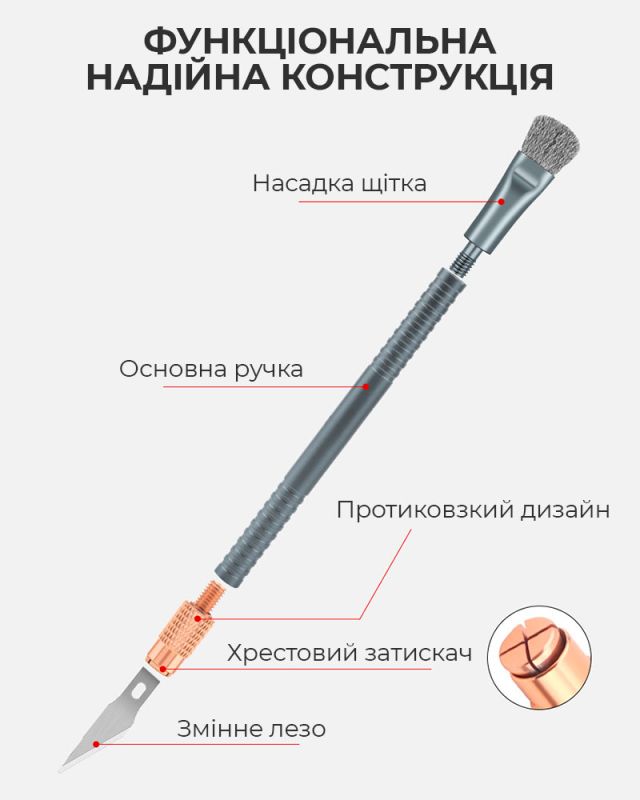 Щетка двухсторонняя TELIJIA TE-157 / с цангой и набором насадок / для ремонта плат