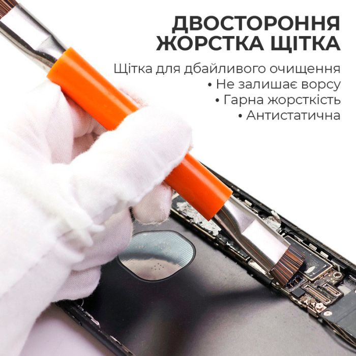 Щетка двухсторонняя TELIJIA BS-01-A / антистатическая / для ремонта плат