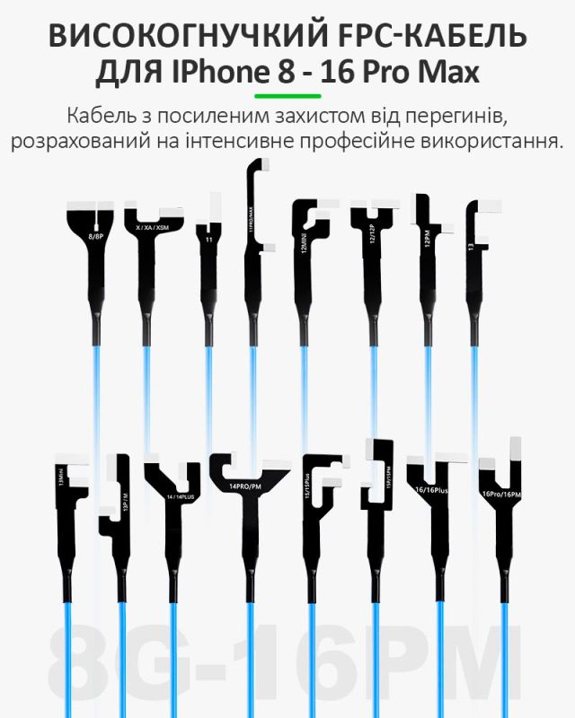 Кабелі для блоків живлення RELIFE XA4 Pro / роз'єми для плат iPhone 8 - 16 Pro Max