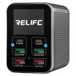 Быстрое зарядное устройство RELIFE Q4 / 2xType-C PD / 2xUSB QC / TFT дисплей / 72W Max / Grey