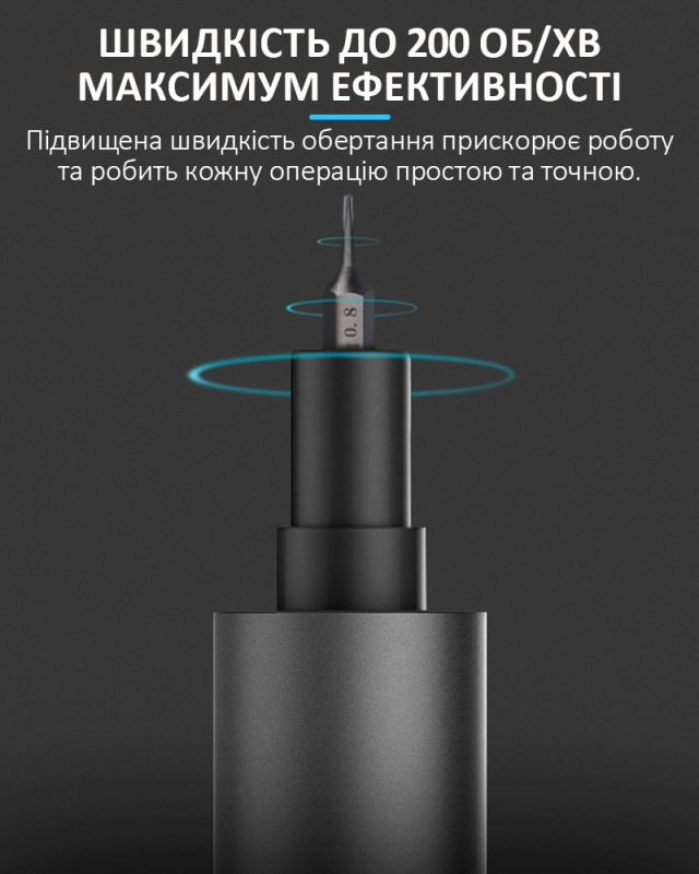 Акумуляторна викрутка SUNSHINE SD-18E / прецизійна / підсвітка / набір біт 14 шт. / iPhone 17