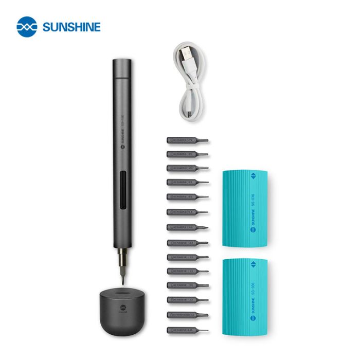 Акумуляторна викрутка SUNSHINE SD-18E / прецизійна / підсвітка / набір біт 14 шт. / iPhone 17