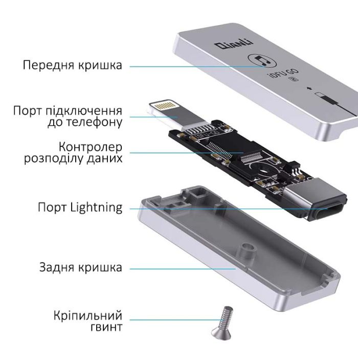 Адаптер QianLi iDFU GO 2 для автовключения режима DFU в iPhone, iPad, Lightning