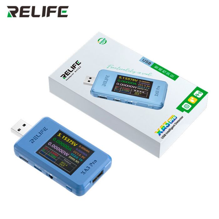 Багатофункціональний USB тестер RELIFE XA3 Pro / 1.77'' / Type-C / Синхронізація з ПК / 4-24В / 6.5A