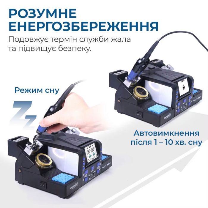Паяльная станция 2 в 1 WEP 982D-III / Паяльник C210 + термопинцет / 3+3 канала памяти / 90-450°C / 130 Вт
