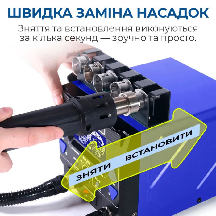 Паяльная станция 2 в 1 WEP 992D-III / термофен + 2 паяльника C210 C245 / 3 канала памяти / 1220 Вт