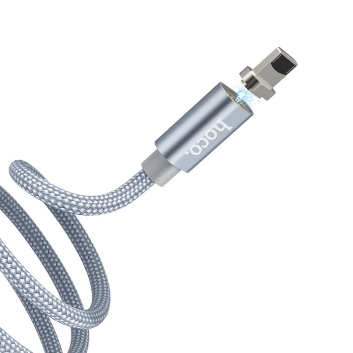 USB кабель магнітний Hoco U40A 1m Lightning сірий