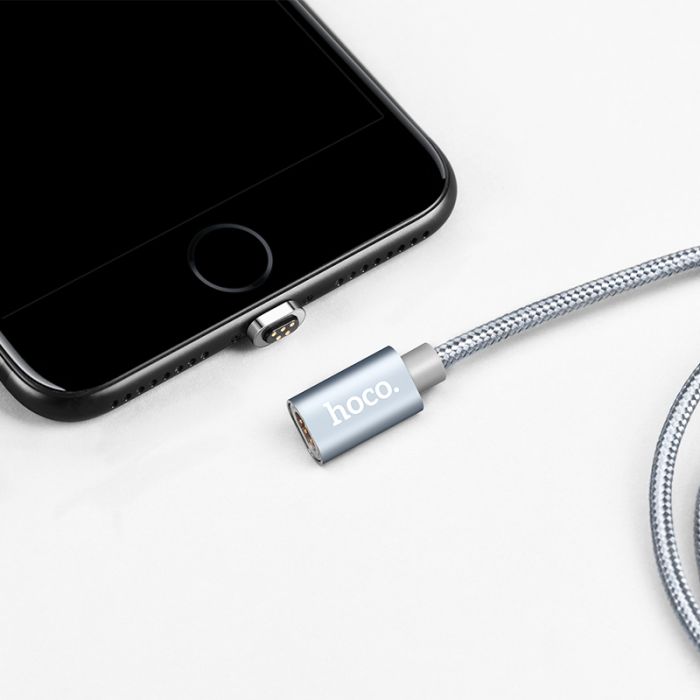 USB кабель магнітний Hoco U40A 1m Lightning сірий